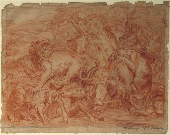 Lion Hunt (after Daubigny after Delacroix)