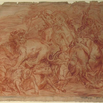 Lion Hunt (after Daubigny after Delacroix)